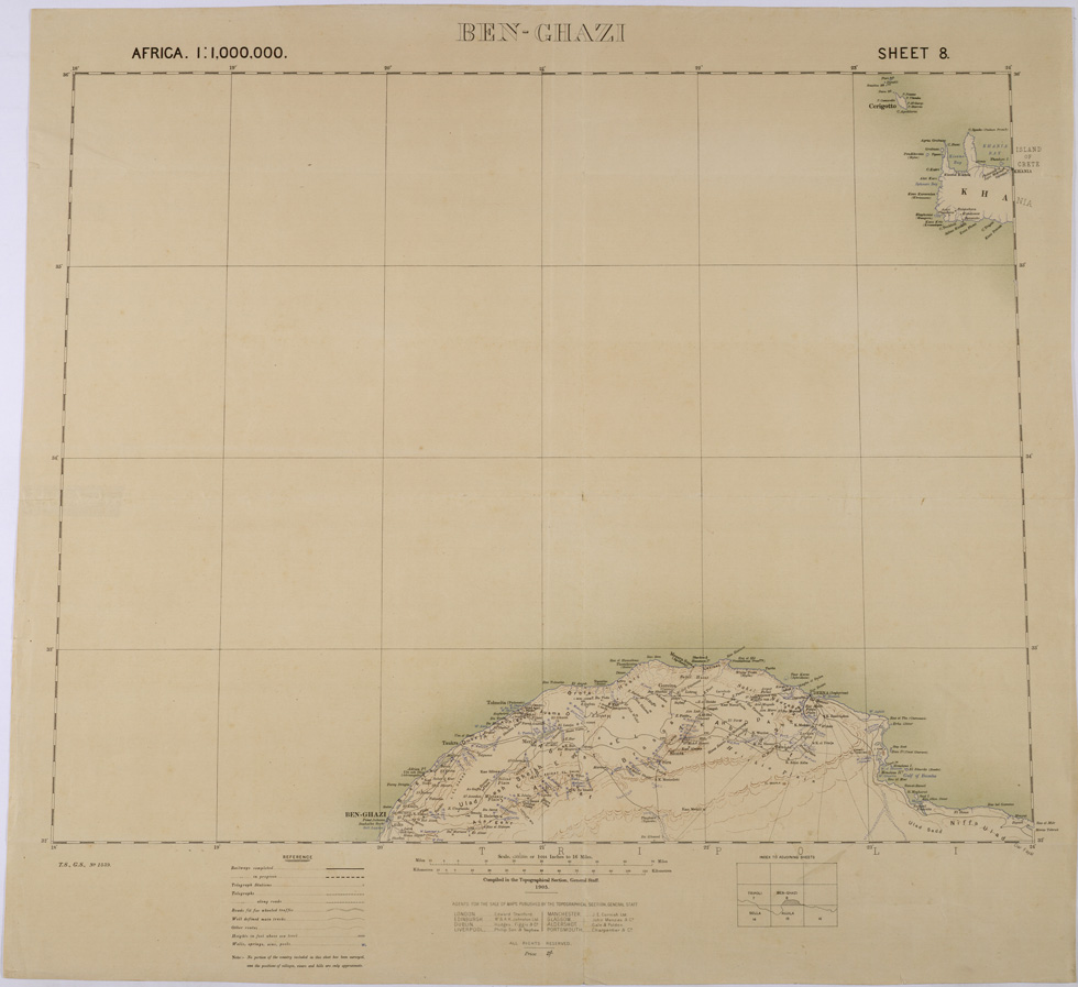 (N:31455) CIRENAICA - BEN GHAZI. (SE005513) Carte e stampe antiche: riproduzione a colori su carta (formato A1)