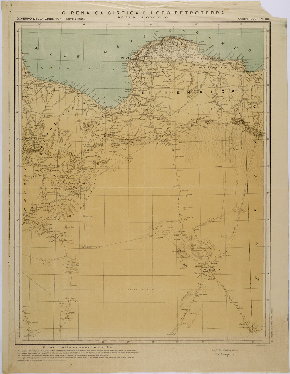 (N:31458) CIRENAICA SIRTICA E LORO RETROTERRA. (SE005516) Carte e stampe antiche: riproduzione a colori su carta (formato A1)