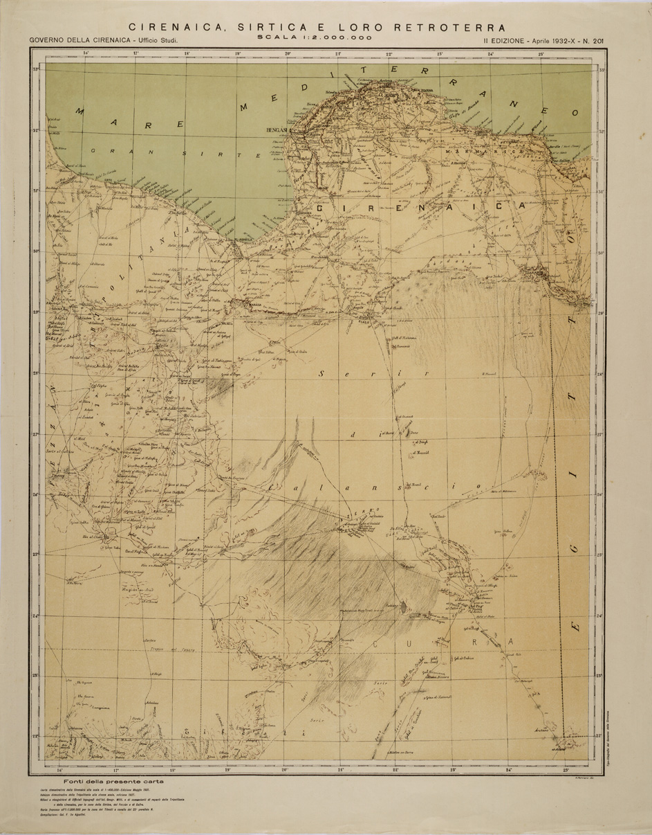 (N:31459) CIRENAICA SIRTICA E LORO RETROTERRA. (SE005517) Carte e stampe antiche: riproduzione a colori su carta (formato A1)