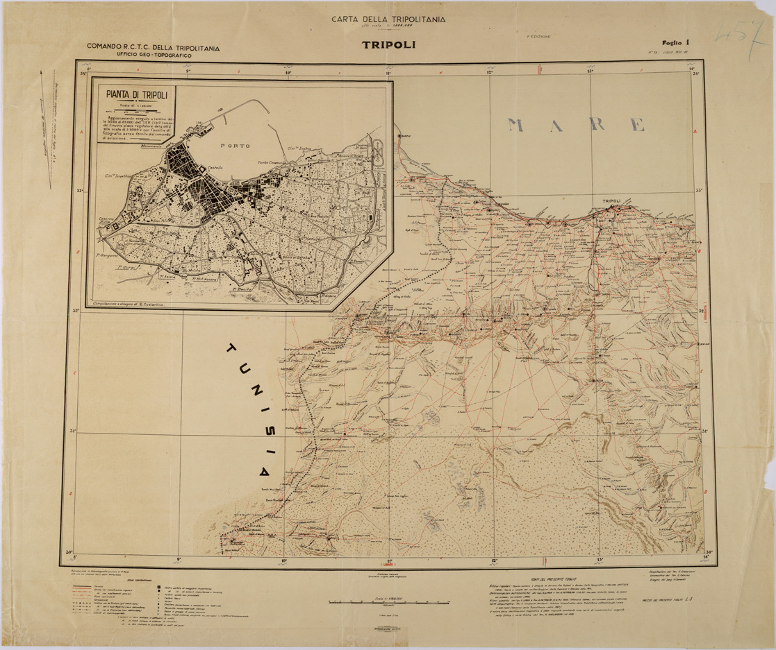 (N:31516) CARTA DELLA TRIPOLITANIA - FOGLIO I -TRIPOLI (SE005590) Carte e stampe antiche: riproduzione a colori su carta (formato A1)