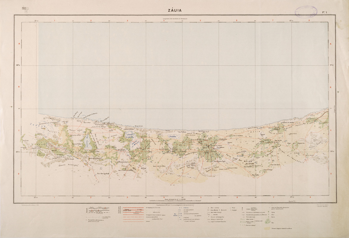 (N:31532) TRIPOLITANIA - FOGLIO 1 - ZAUIA. (SE005683) Carte e stampe antiche: riproduzione a colori su carta (formato A1)