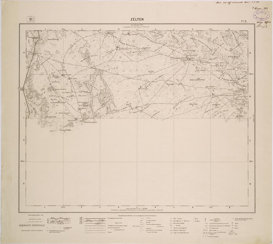 (N:31536) CARTA TRIPOLITANIA - FOGLIO 2 - ZELTEN. (SE005687) Carte e stampe antiche: riproduzione a colori su carta (formato A1)