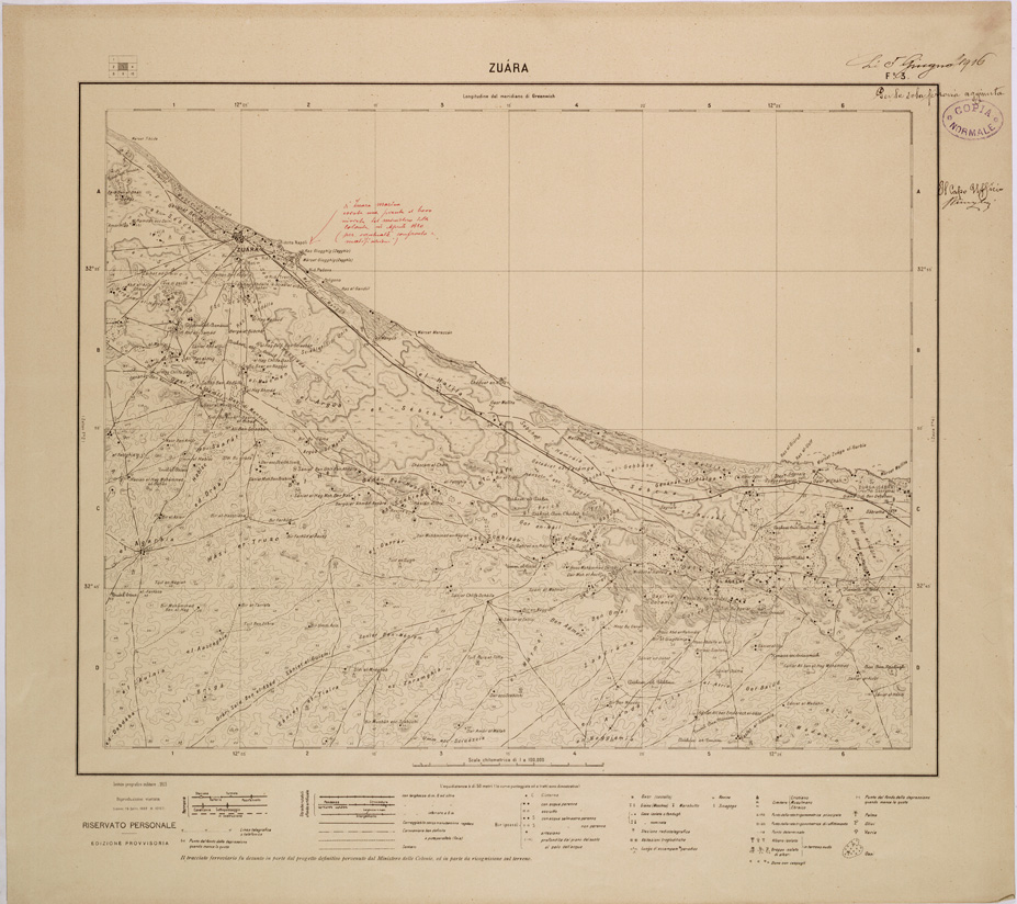 (N:31537) CARTA TRIPOLITANIA - FOGLIO 3 ZUARA. (SE005688) Carte e stampe antiche: riproduzione a colori su carta (formato A1)
