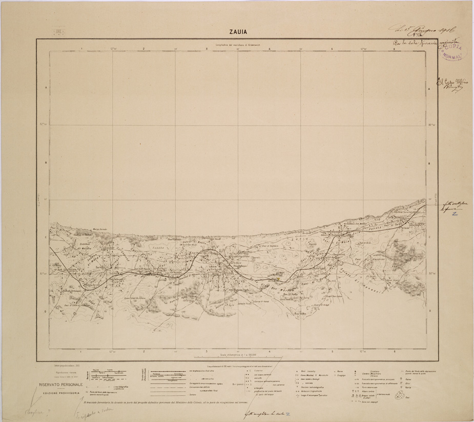 (N:31538) CARTA TRIPOLITANIA - FOGLIO 4 - ZAUIA. (SE005689) Carte e stampe antiche: riproduzione a colori su carta (formato A1)