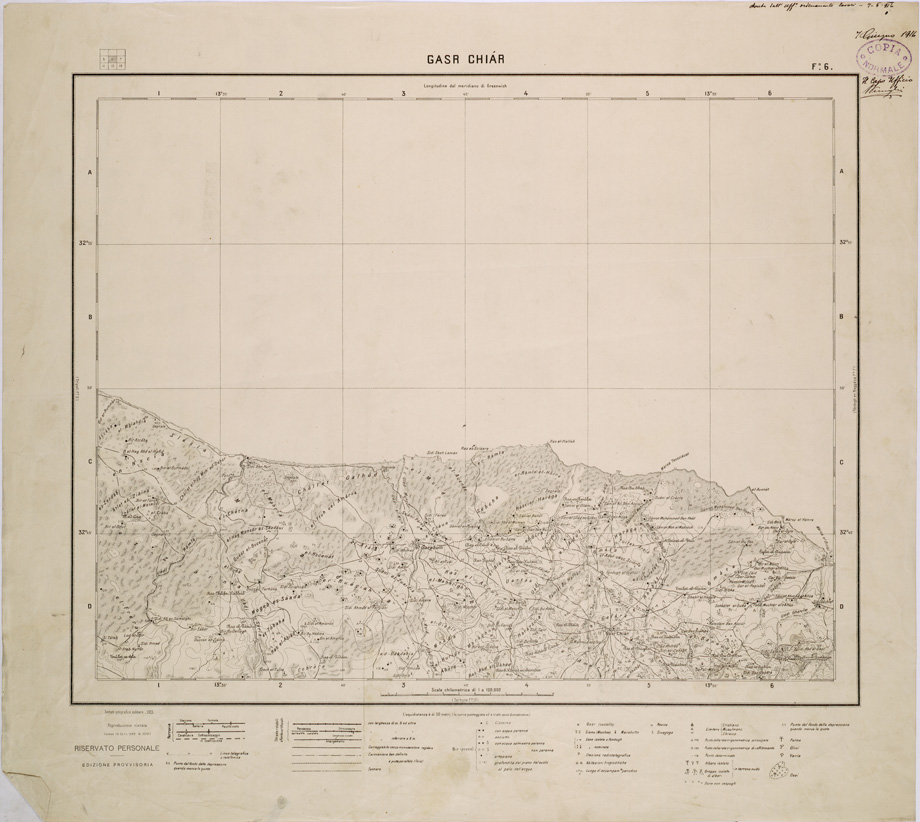 (N:31540) CARTA TRIPOLITANIA - FOGLIO 3 - GASR CHIAR. (SE005691) Carte e stampe antiche: riproduzione a colori su carta (formato A1)