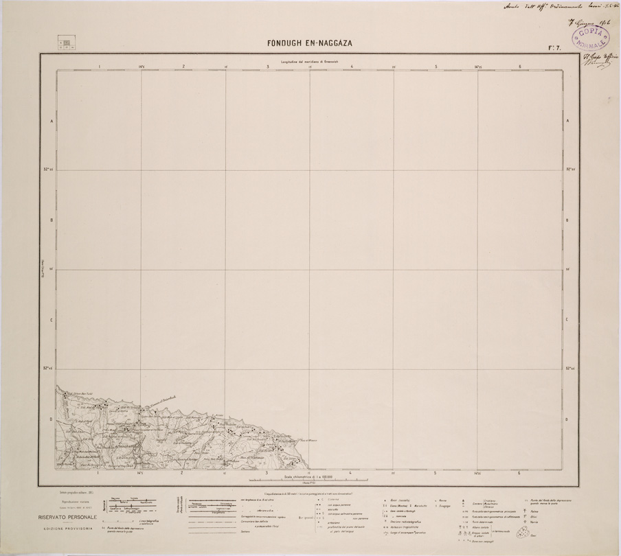 (N:31541) CARTA TRIPOLITANIA - FOGLIO 7 - FONDUGH EN-NAGGAZA. (SE005692) Carte e stampe antiche: riproduzione a colori su carta (formato A1)