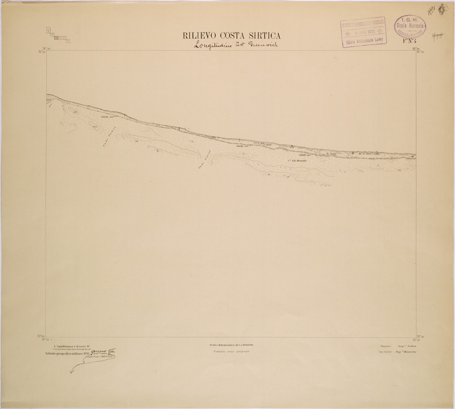 (N:31550) RILIEVO COSTA SIRTICA - FOGLIO 4. (SE005701) Carte e stampe antiche: riproduzione a colori su carta (formato A1)