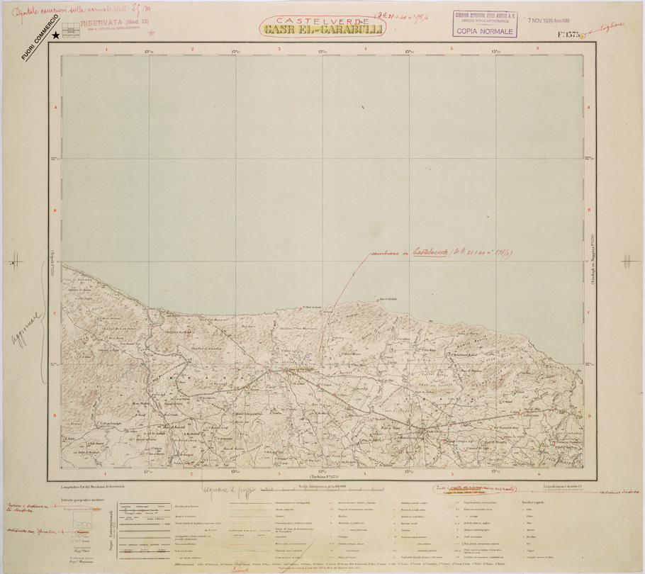 (N:31560) LIBIA - FOGLIO 1375 - CASTELVERDE. (SE005711) Carte e stampe antiche: riproduzione a colori su carta (formato A1)