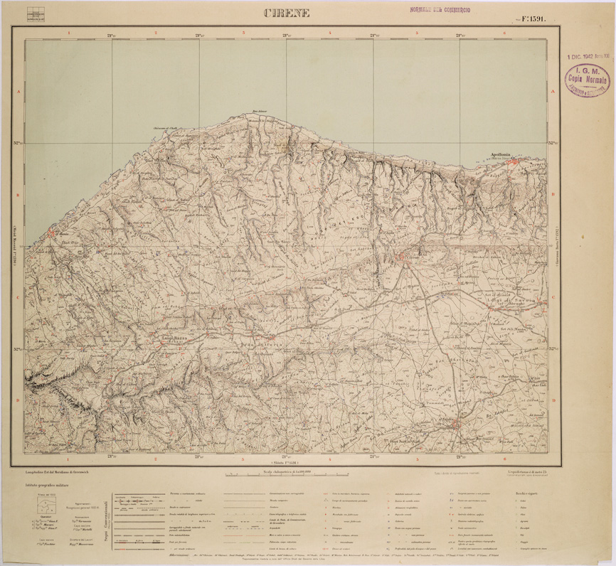 (N:31563) LIBIA - FOGLIO 1391 - CIRENE. (SE005714) Carte e stampe antiche: riproduzione a colori su carta (formato A1)