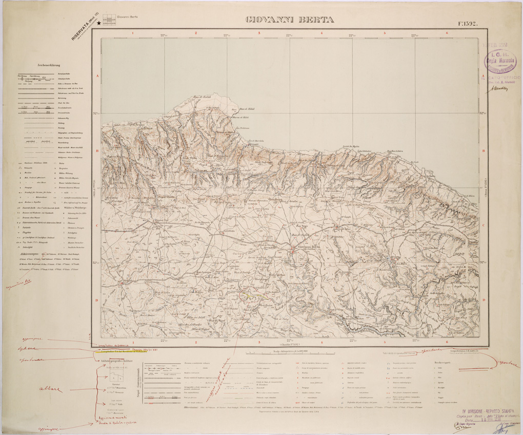 (N:31564) LIBIA - FOGLIO 1392 - GIOVANNI BERTA. (SE005715) Carte e stampe antiche: riproduzione a colori su carta (formato A1)