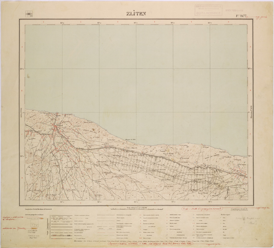 (N:31572) LIBIA - FOGLIO 1477 - ZLITEN. (SE005723) Carte e stampe antiche: riproduzione a colori su carta (formato A1)