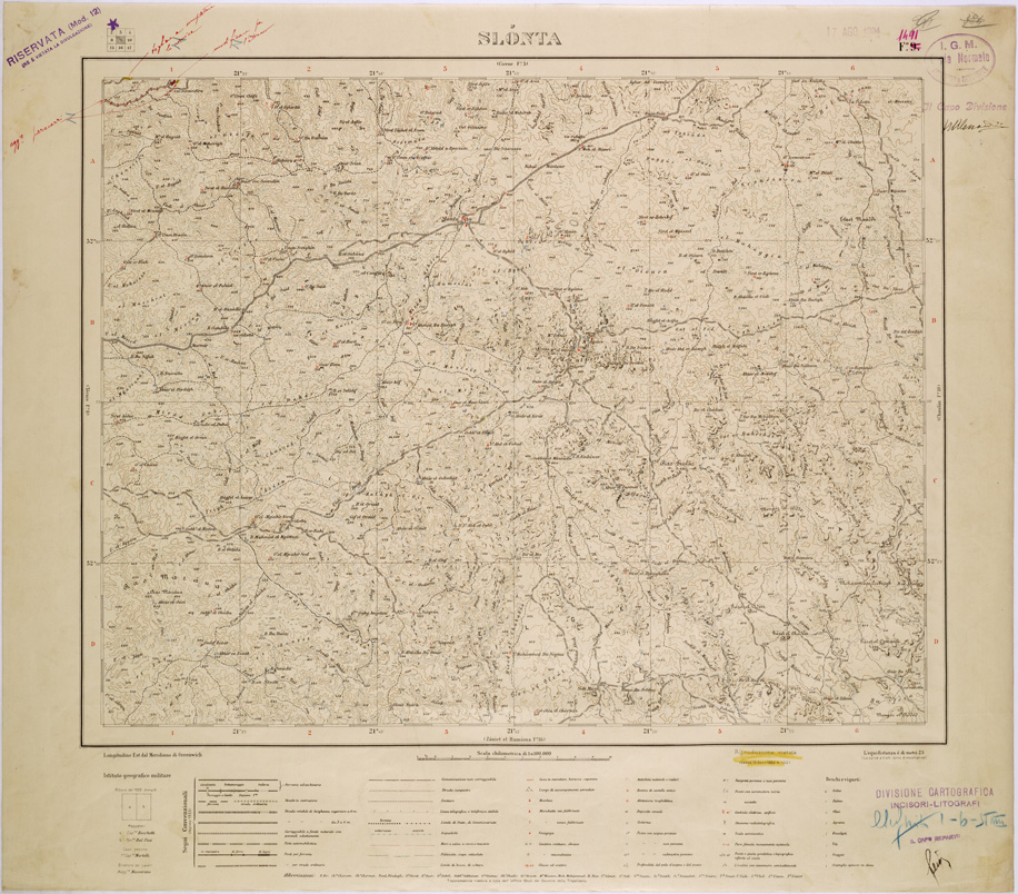 (N:31577) LIBIA - FOGLIO 1491 - SLONTA. (SE005728) Carte e stampe antiche: riproduzione a colori su carta (formato A1)
