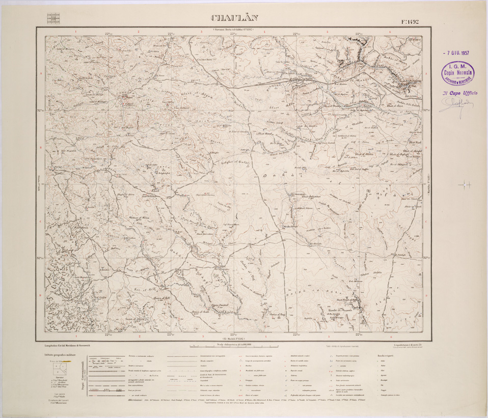 (N:31578) LIBIA - FOGLIO 1492 - CHAULAN. (SE005729) Carte e stampe antiche: riproduzione a colori su carta (formato A1)