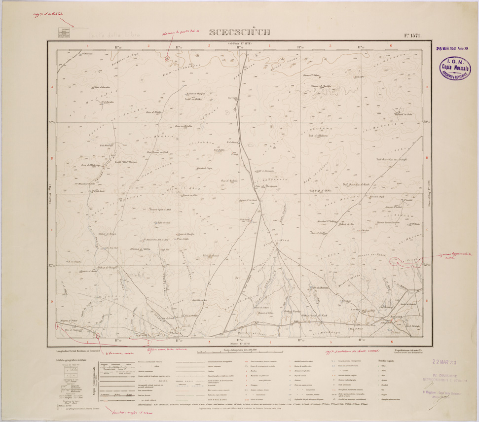 (N:31583) LIBIA - FOGLIO 1571 - SCECSCIUCH. (SE005734) Carte e stampe antiche: riproduzione a colori su carta (formato A1)