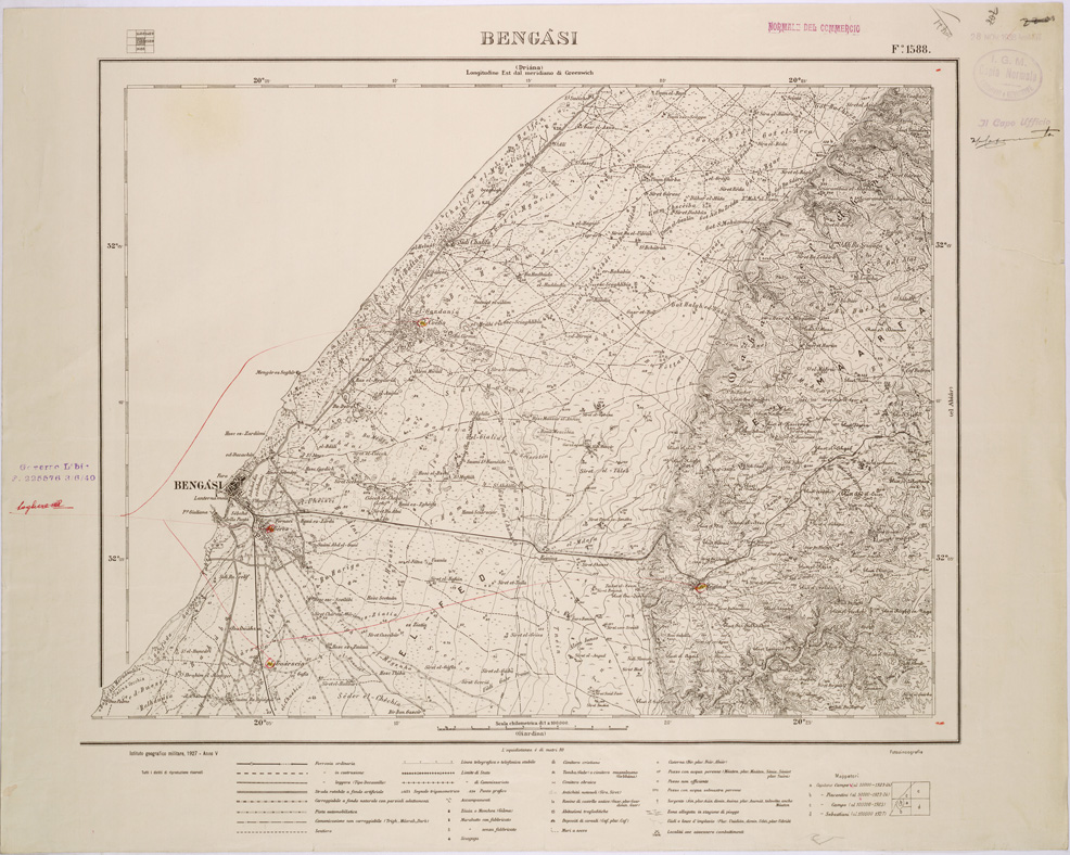 (N:31588) LIBIA - FOGLIO 1588 - BENGASI. (SE005739) Carte e stampe antiche: riproduzione a colori su carta (formato A1)