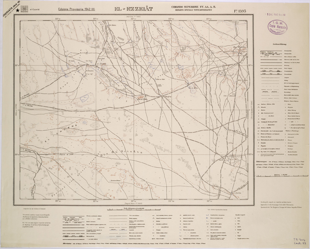 (N:31593) LIBIA - FOGLIO 1593 - EL EZZEIAT. (SE005744) Carte e stampe antiche: riproduzione a colori su carta (formato A1)