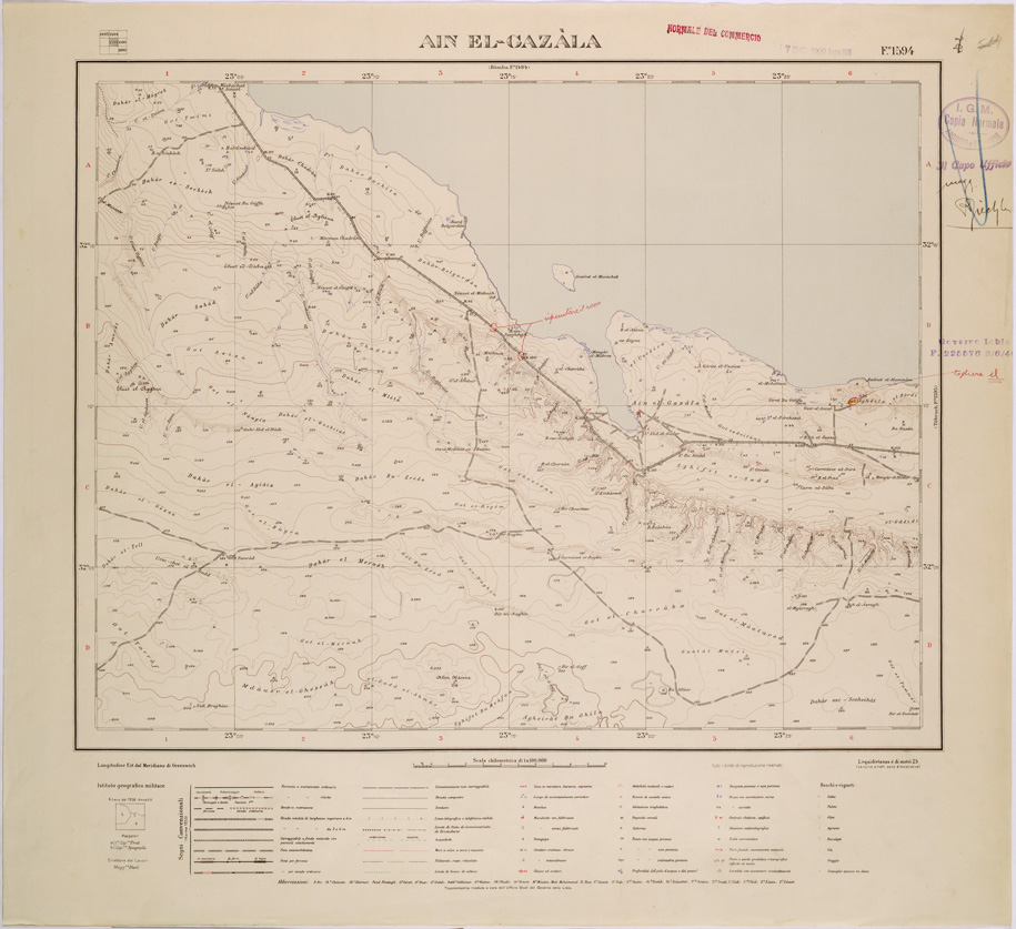 (N:31594) LIBIA - FOGLIO 1594 - AIN EL GAZALA. (SE005745) Carte e stampe antiche: riproduzione a colori su carta (formato A1)