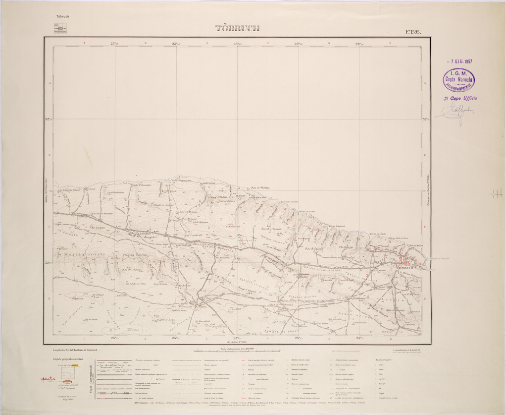 (N:31595) LIBIA - FOGLIO 1595 -TOBRUCH. (SE005746) Carte e stampe antiche: riproduzione a colori su carta (formato A1)