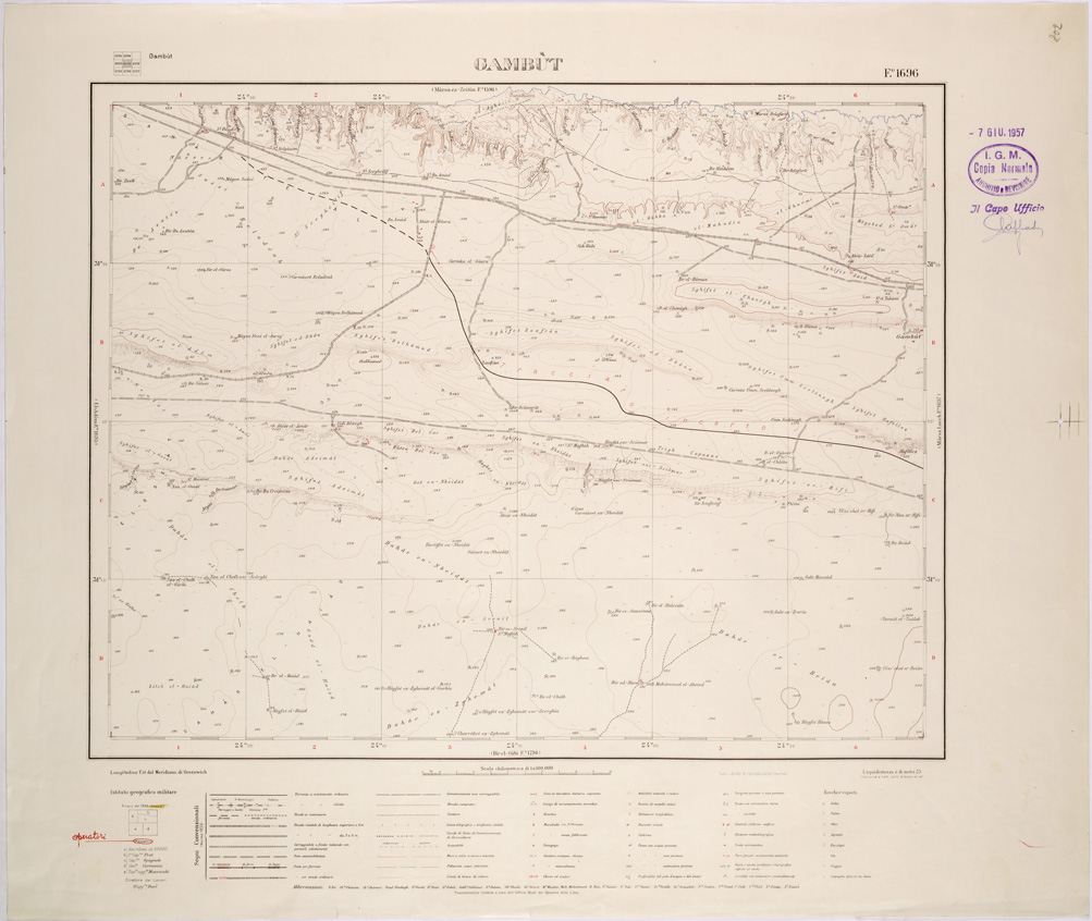 (N:31612) LIBIA - FOGLIO 1696 - GAMBUT. (SE005763) Carte e stampe antiche: riproduzione a colori su carta (formato A1)