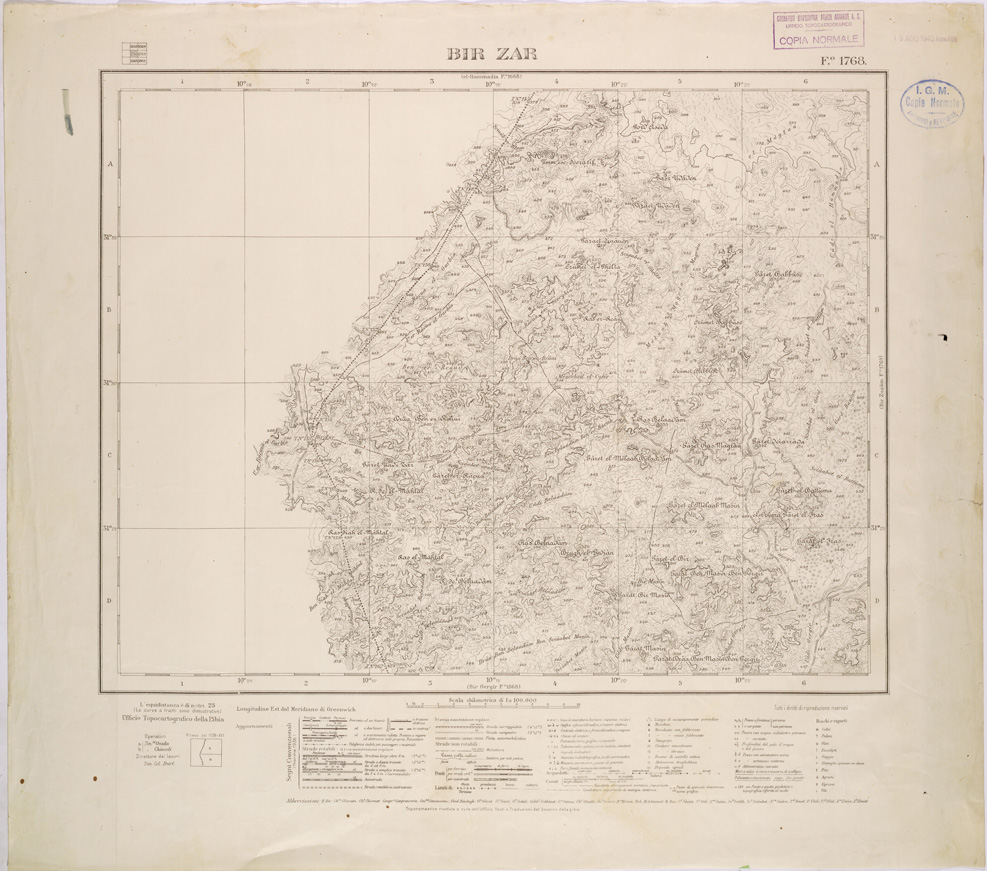 (N:31615) LIBIA - FOGLIO 1768 - BIR ZAR. (SE005766) Carte e stampe antiche: riproduzione a colori su carta (formato A1)