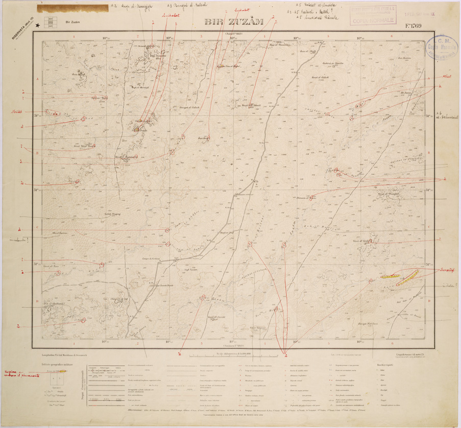 (N:31616) LIBIA - FOGLIO 1769 - BIR ZUZAM. (SE005767) Carte e stampe antiche: riproduzione a colori su carta (formato A1)