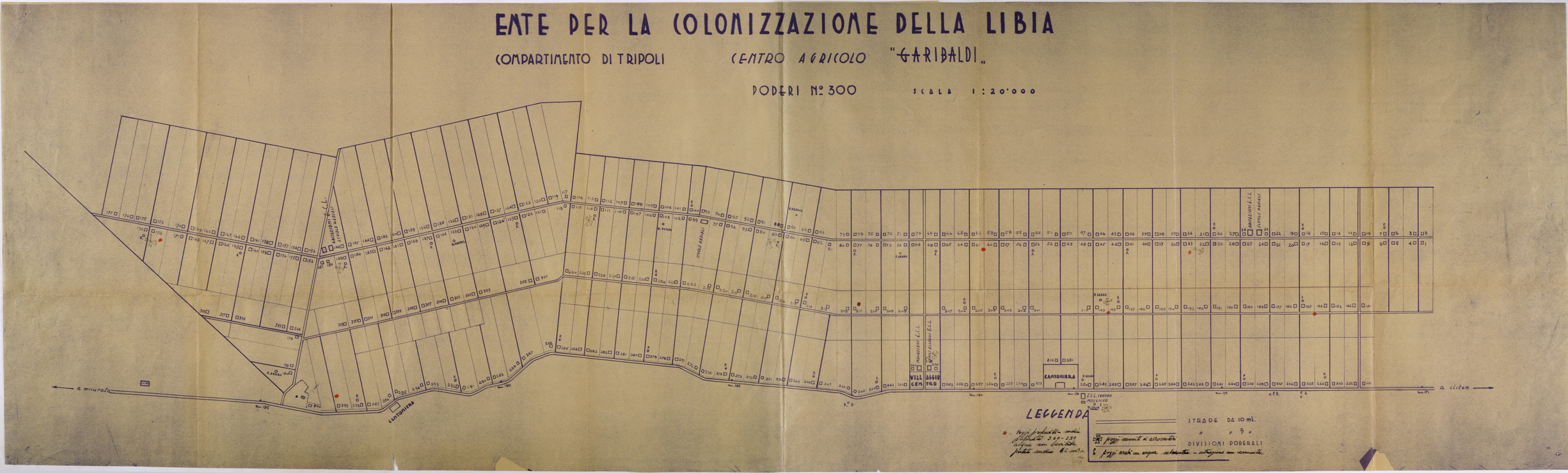 (N:31682) ENTE PER COLONIZZAZIONE DELLA LIBIA CENTRO AGRICOLO GARIBALDI. (SE005833) Carte e stampe antiche: riproduzione a colori su carta (formato A1)
