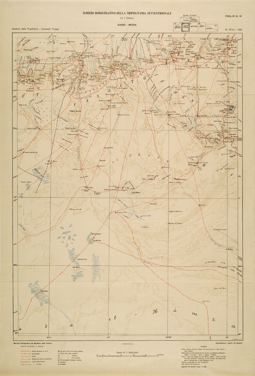 (N:31801) SCHIZZO DIMOSTRAIVO DELLA TRIPOLITANIA SETTENTRIONALE - FOGLIO IV - GIADO MIZDA. (SE005939) Carte e stampe antiche: riproduzione a colori su carta (formato A1)