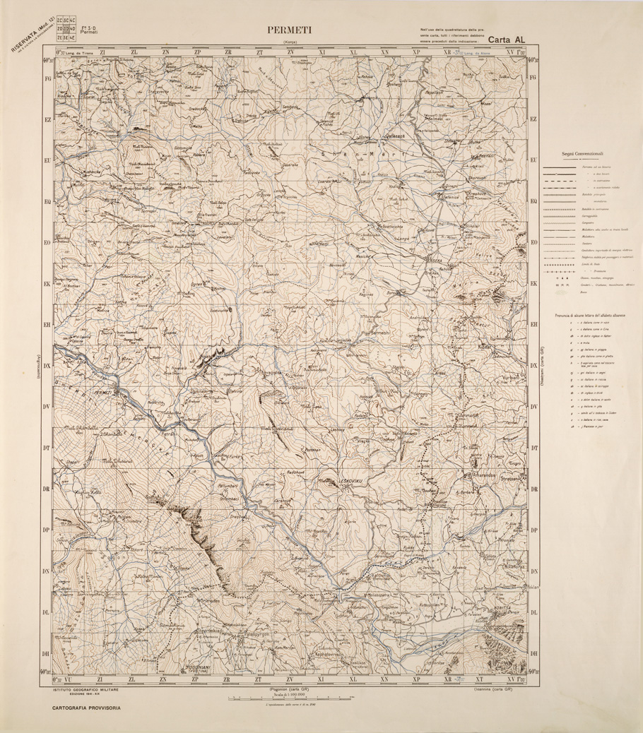 (N:31753) ALBANIA FOGLIO 3 D PERMETI (SE006022) Carte e stampe antiche: riproduzione a colori su carta (formato A1)