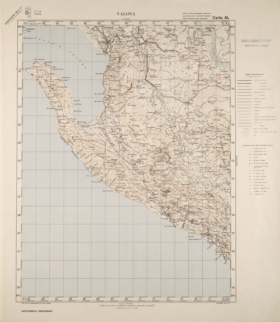 (N:31789) ALBANIA FOGLIO 1 D VALONA (SE006028) Carte e stampe antiche: riproduzione a colori su carta (formato A1)