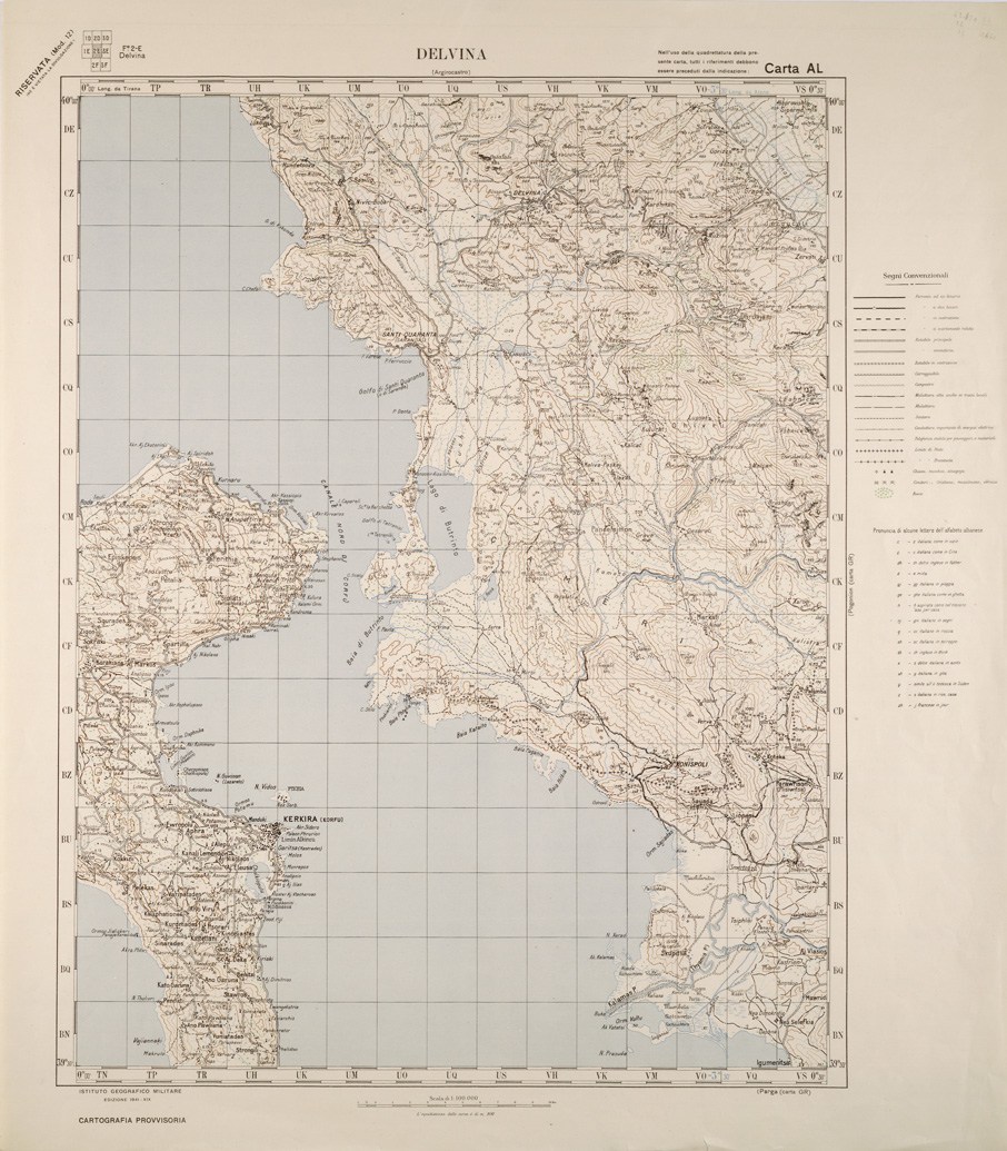 (N:31792) ALBANIA FOGLIO 2 E DELVINA (SE006031) Carte e stampe antiche: riproduzione a colori su carta (formato A1)
