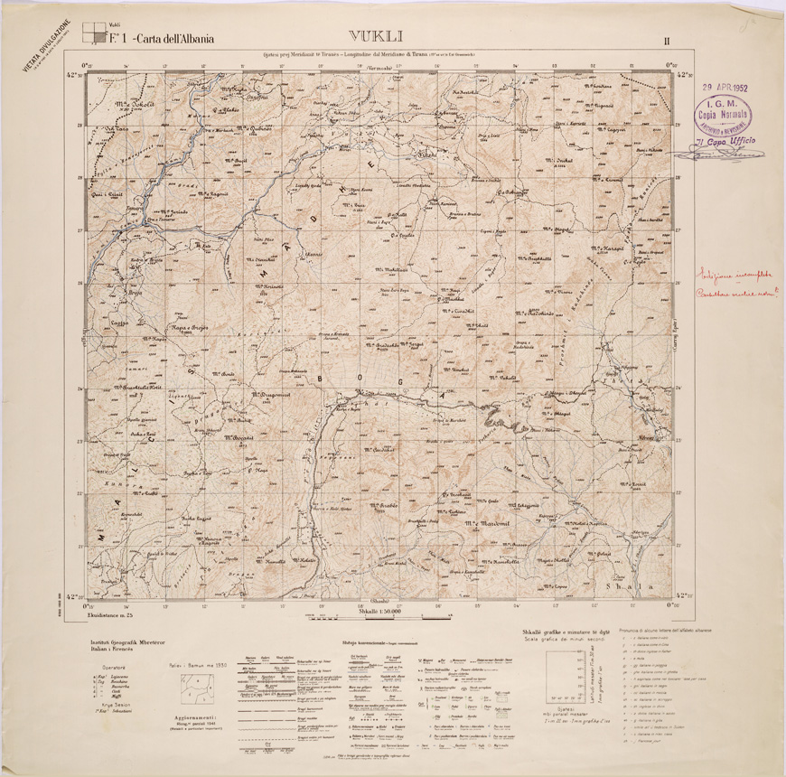 (N:31840) CARTA DELL'ALBANIA FOGLIO 1 II VUKLI (SE006037) Carte e stampe antiche: riproduzione a colori su carta (formato A1)