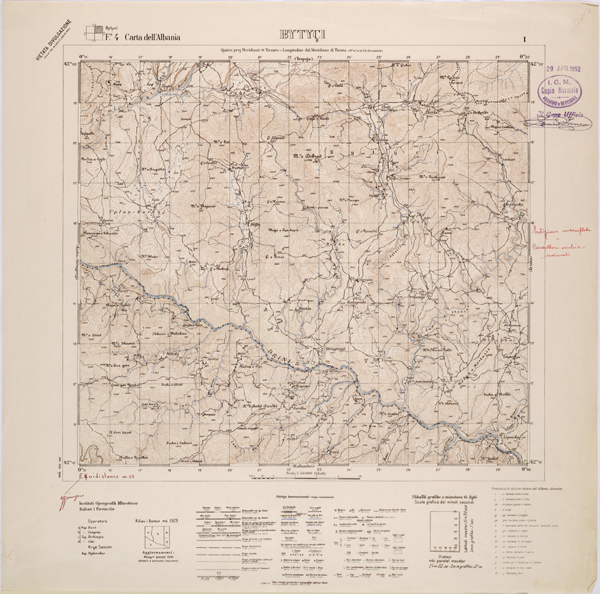 (N:31845) CARTA DELL'ALBANIA FOGLIO 4 I BYTYCI (SE006042) Carte e stampe antiche: riproduzione a colori su carta (formato A1)