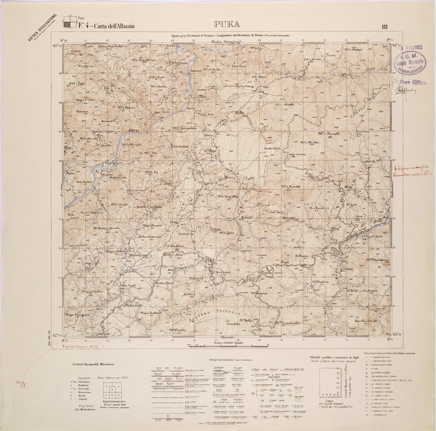 (N:31847) CARTA DELL'ALBANIA FOGLIO 4 III PUKA (SE006044) Carte e stampe antiche: riproduzione a colori su carta (formato A1)