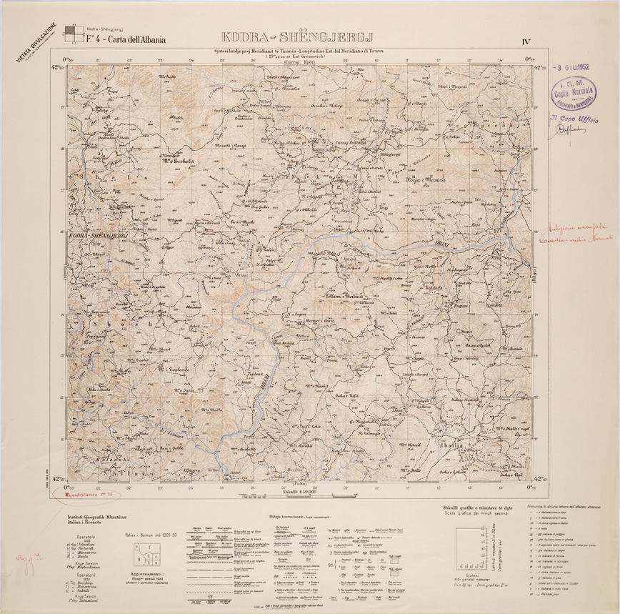 (N:31848) CARTA DELL'ALBANIA FOGLIO 4 IV KODRA SHENGJERGJ (SE006045) Carte e stampe antiche: riproduzione a colori su carta (formato A1)