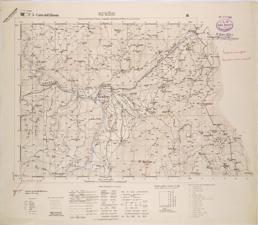 (N:31849) CARTA DELL'ALBANIA FOGLIO 5 III KUKESI (SE006046) Carte e stampe antiche: riproduzione a colori su carta (formato A1)