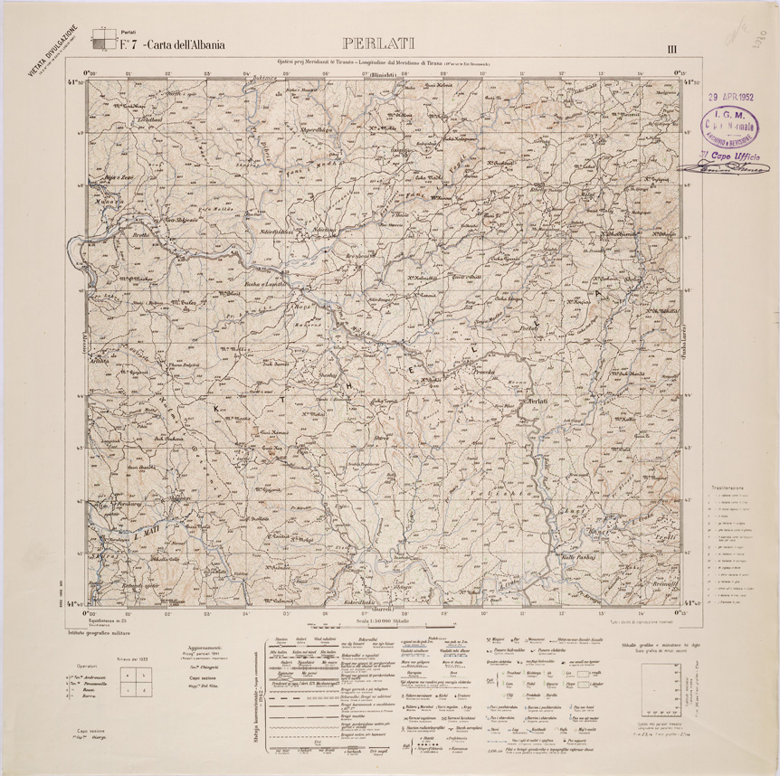 (N:31948) CARTA DELL'ALBANIA FOGLIO 7 III PERLATI (SE006053) Carte e stampe antiche: riproduzione a colori su carta (formato A1)