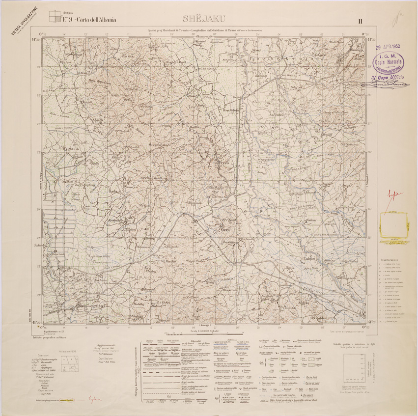 (N:31953) CARTA DELL'ALBANIA FOGLIO 9 II SHEJAKU (SE006058) Carte e stampe antiche: riproduzione a colori su carta (formato A1)