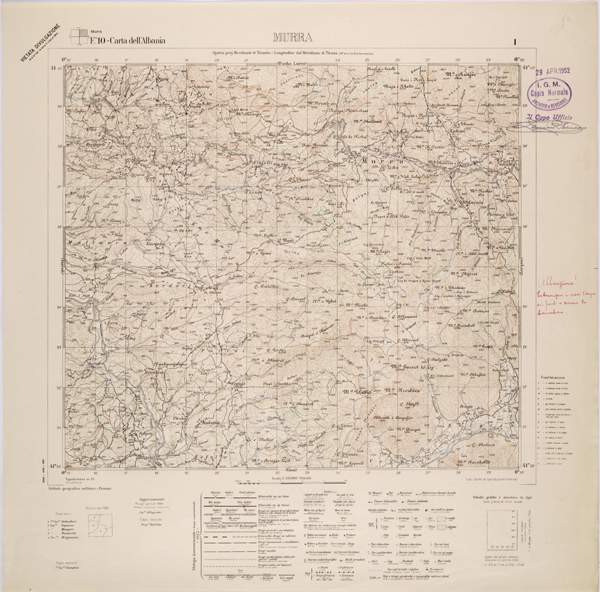 (N:31956) CARTA DELL'ALBANIA FOGLIO 10 I MURRA (SE006061) Carte e stampe antiche: riproduzione a colori su carta (formato A1)