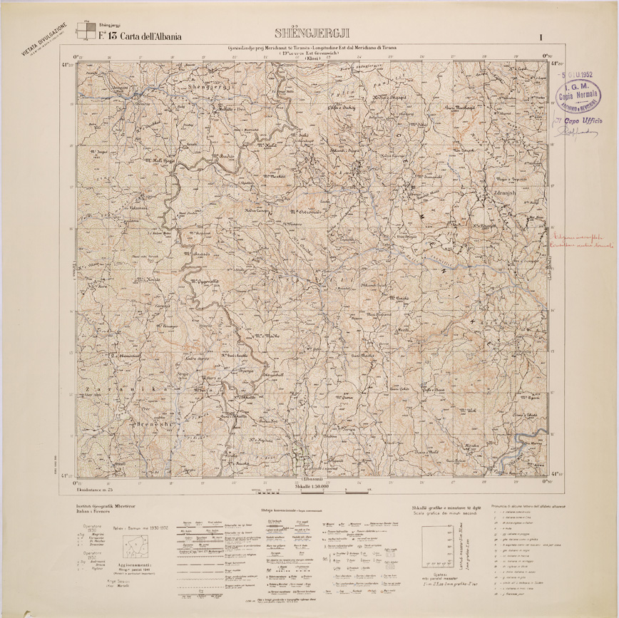 (N:31966) CARTA DELL'ALBANIA FOGLIO 13 I SHENGJERGJI (SE006071) Carte e stampe antiche: riproduzione a colori su carta (formato A1)