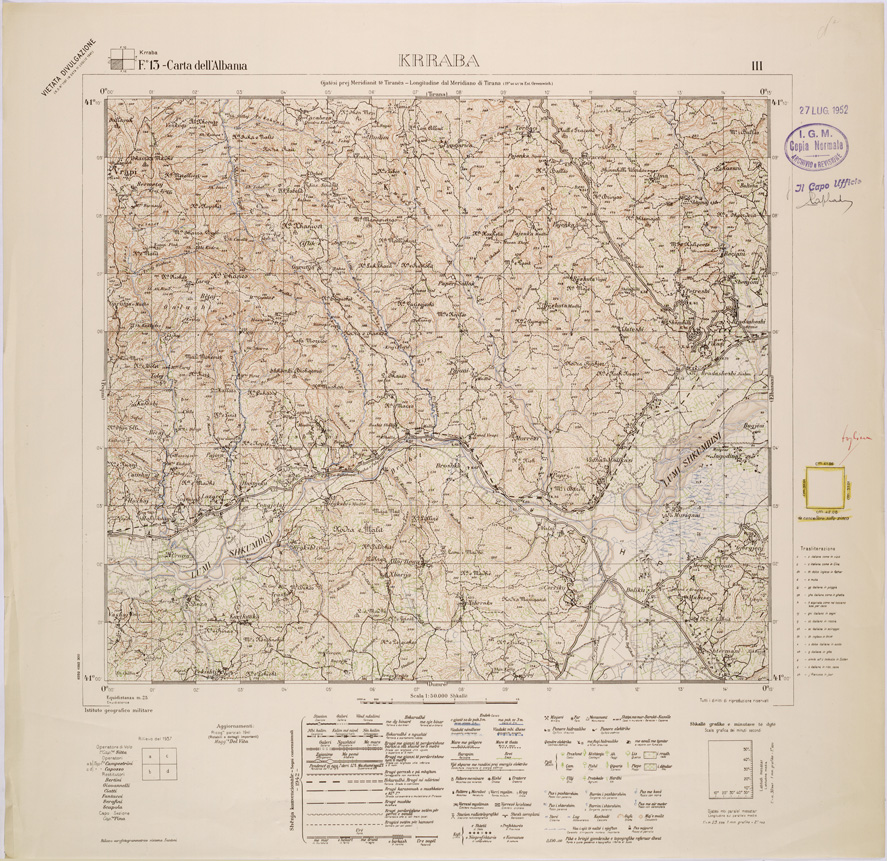 (N:31968) CARTA DELL'ALBANIA FOGLIO 13 III KRRABA (SE006073) Carte e stampe antiche: riproduzione a colori su carta (formato A1)
