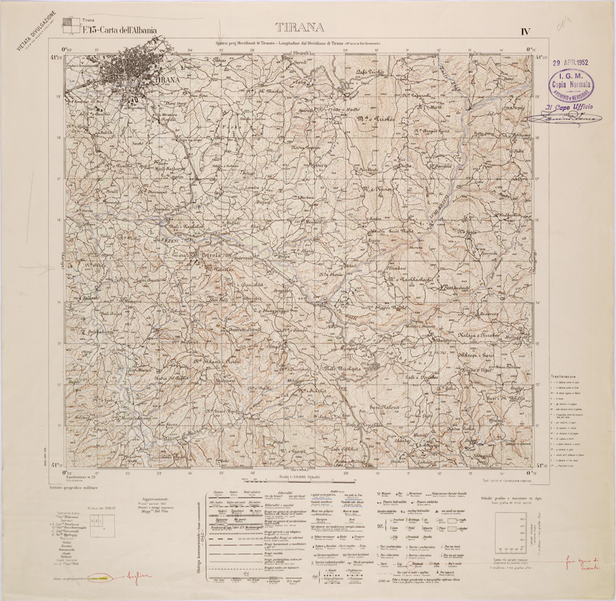 (N:31969) CARTA DELL'ALBANIA FOGLIO 13 IV TIRANA (SE006074) Carte e stampe antiche: riproduzione a colori su carta (formato A1)