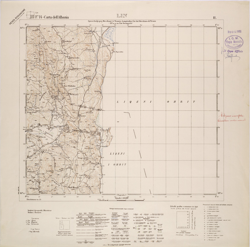 (N:31970) CARTA DELL'ALBANIA FOGLIO 14 II LIN (SE006075) Carte e stampe antiche: riproduzione a colori su carta (formato A1)