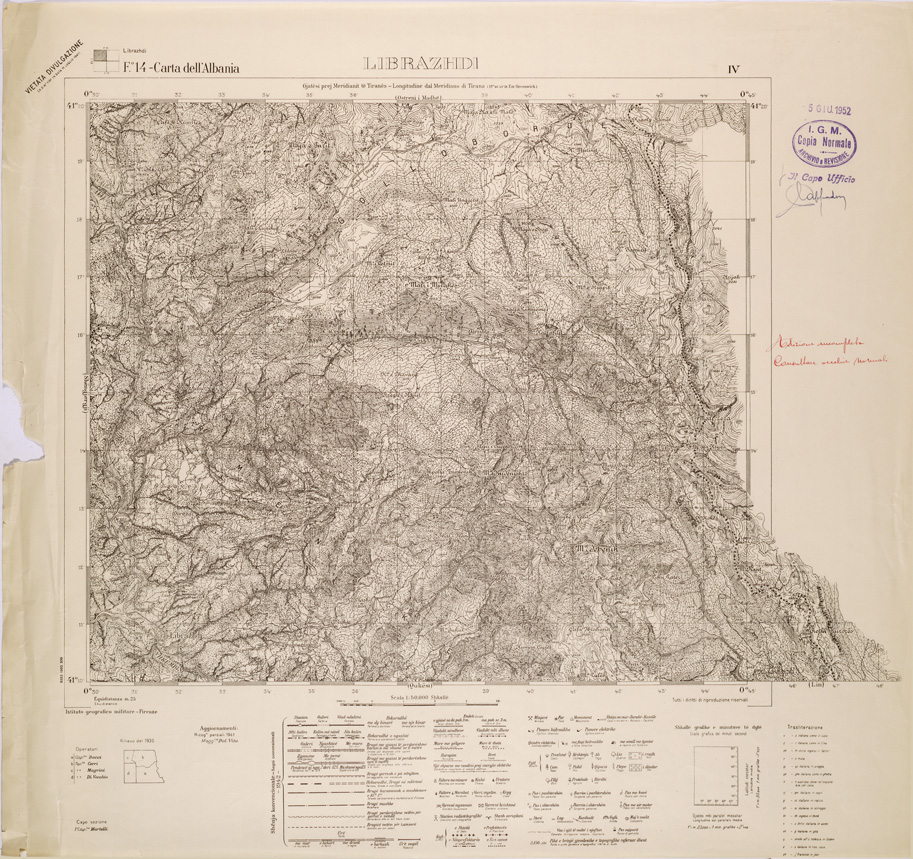 (N:31972) CARTA DELL'ALBANIA FOGLIO IV LIBRAZHDI (SE006077) Carte e stampe antiche: riproduzione a colori su carta (formato A1)
