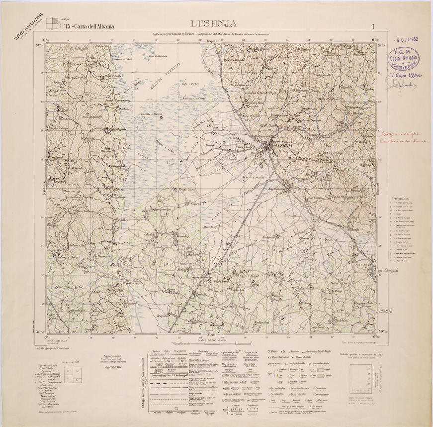 (N:31973) CARTA DELL'ALBANIA FOGLIO 15 I LUSHNJA (SE006078) Carte e stampe antiche: riproduzione a colori su carta (formato A1)