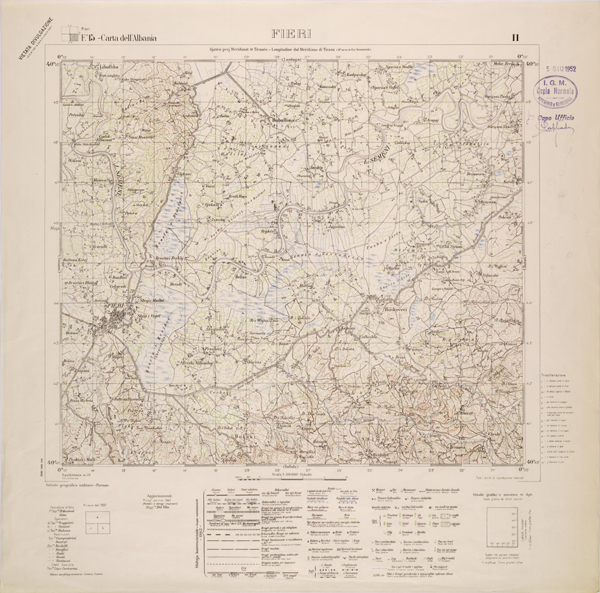 (N:31974) CARTA DELL'ALBANIA FOGLIO 15 II FIERI (SE006079) Carte e stampe antiche: riproduzione a colori su carta (formato A1)