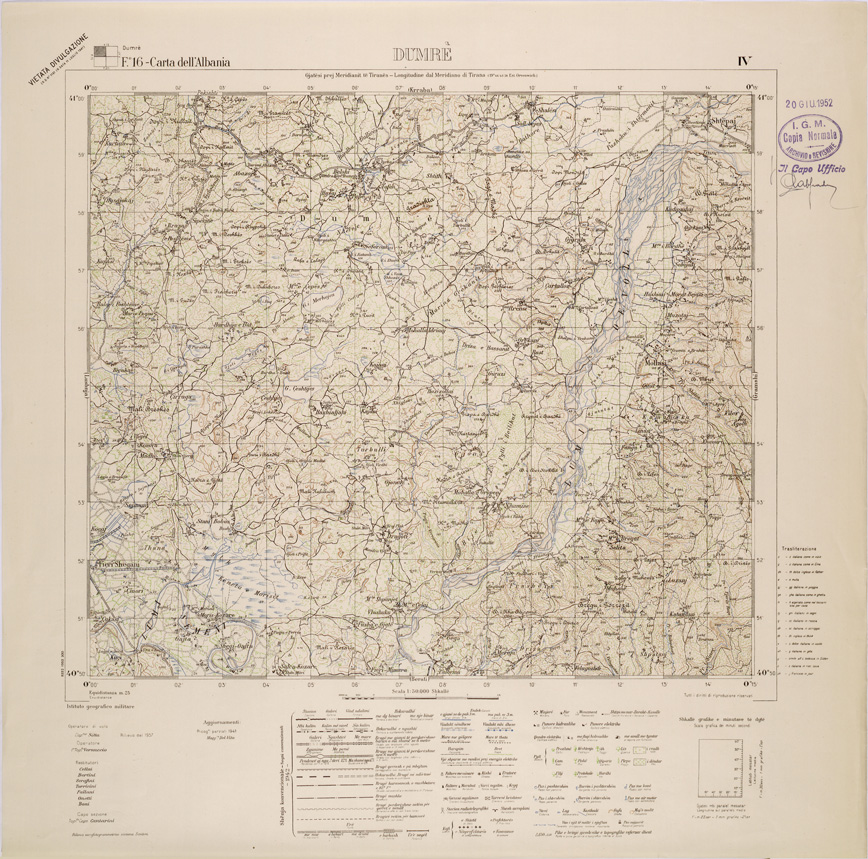 (N:31980) CARTA DELL'ALBANIA FOGLIO 16 IV DUMRE (SE006085) Carte e stampe antiche: riproduzione a colori su carta (formato A1)
