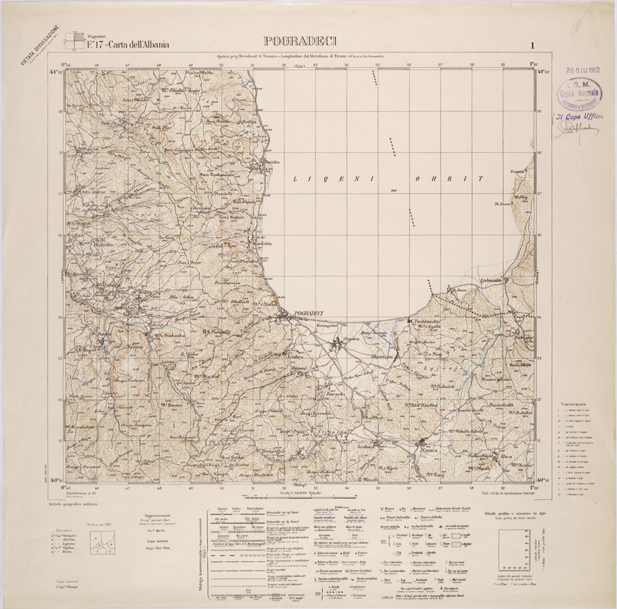 (N:31981) CARTA DELL'ALBANIA FOGLIO 17 I POGRADECI (SE006086) Carte e stampe antiche: riproduzione a colori su carta (formato A1)