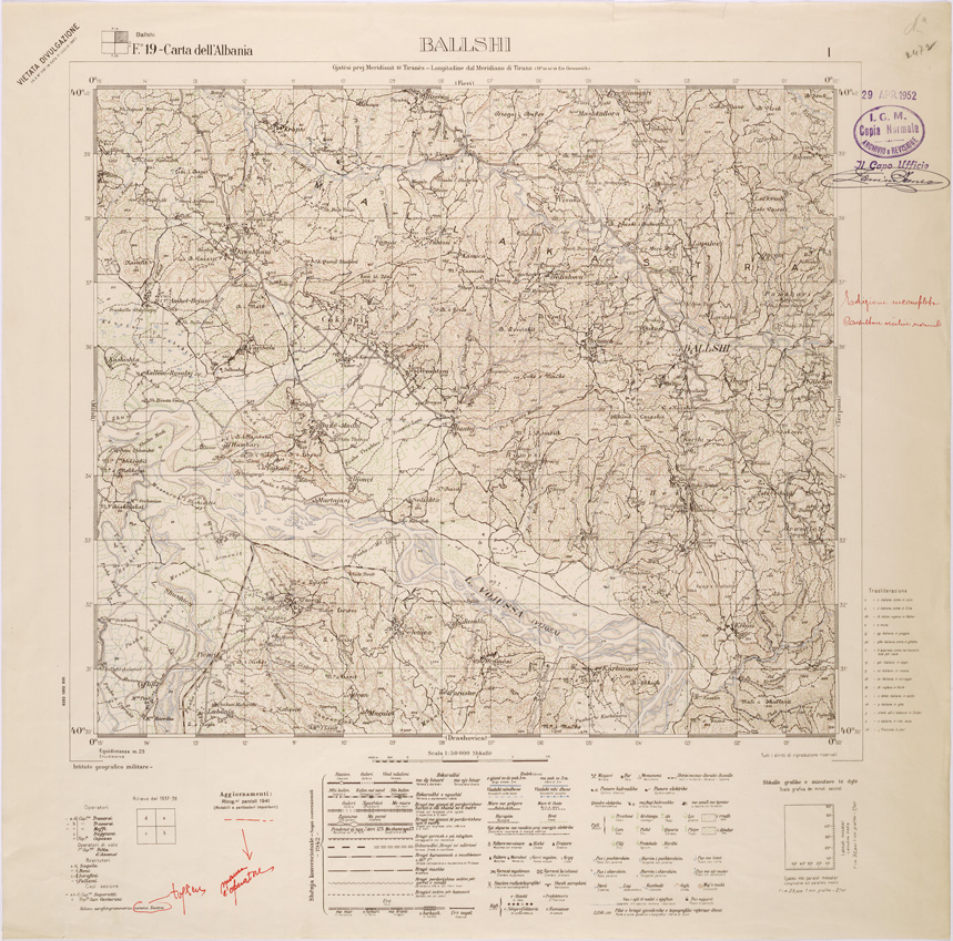 (N:32015) CARTA DELL'ALBANIA FOGLIO 19 I BALLSHI (SE006092) Carte e stampe antiche: riproduzione a colori su carta (formato A1)