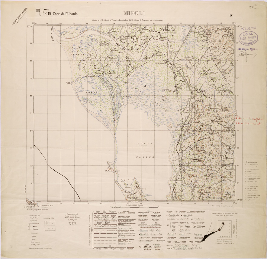 (N:32020) CARTA DELL'ALBANIA FOGLIO 19 IV MIFOLI (SE006095) Carte e stampe antiche: riproduzione a colori su carta (formato A1)