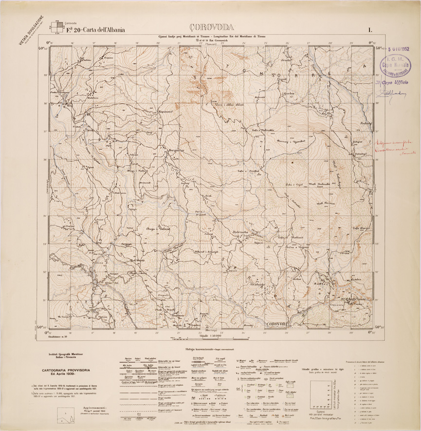 (N:32026) CARTA DELL'ALBANIA FOGLIO 20 I CORODOVA (SE006096) Carte e stampe antiche: riproduzione a colori su carta (formato A1)